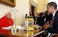 Newly elected US President Barack Obama meets Pope Benedict XVI at the Vatican
