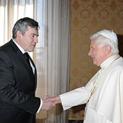UK Labour PM Gordon Brown met previously with Pope Benedict at the Vatican